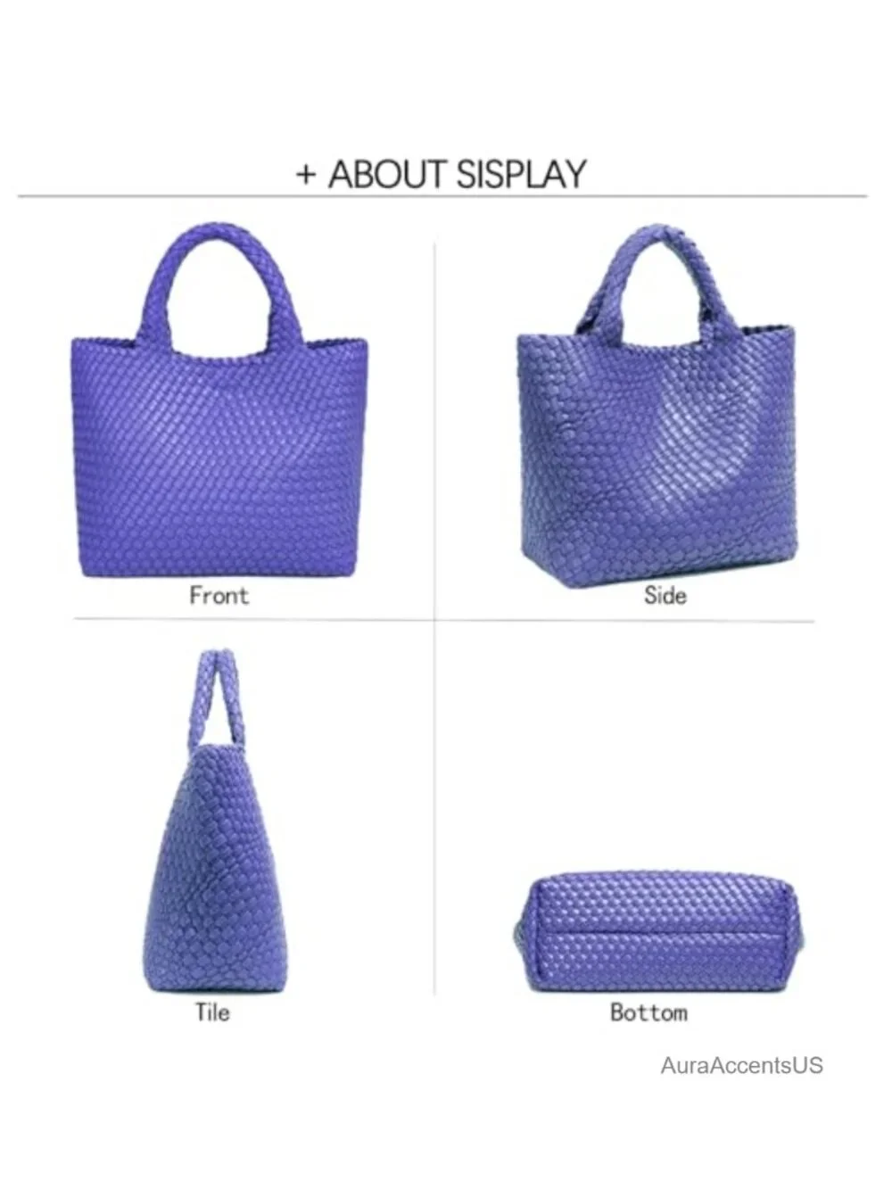 Faux Leather Woven Tote Bag Large Capacity Shoulder Handbag